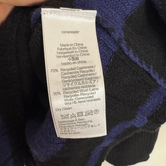 Madewell Ribbed Cashmere-Wool Blend Pullover Sweater Womens XXS Blue Black Knit - Picture 7 of 8